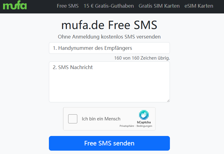 mufa anonyme sms kostenlos versenden